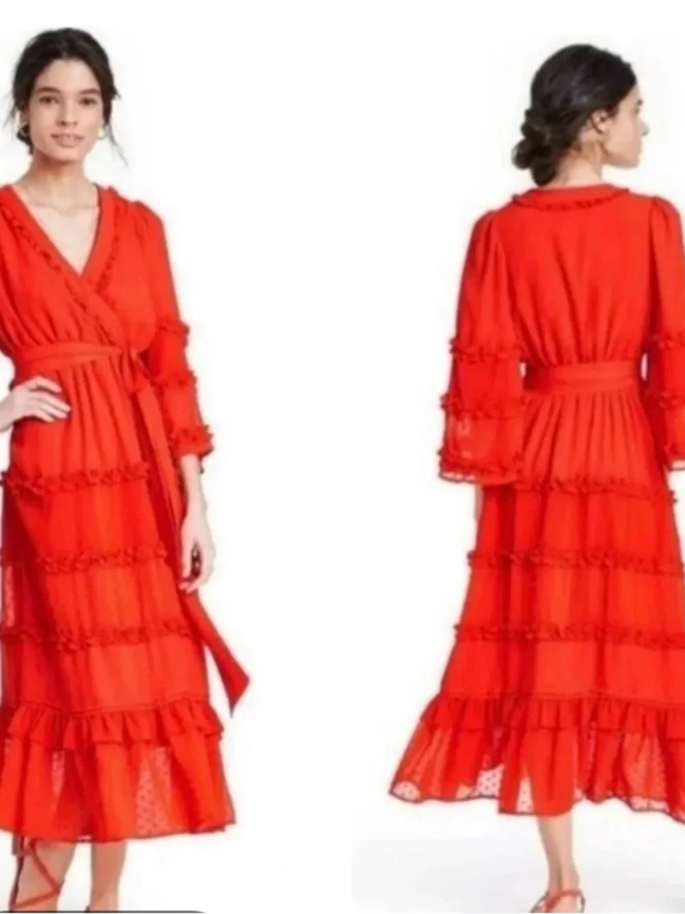 Alexis by target Red Ruffle Tiered Maxi Dress